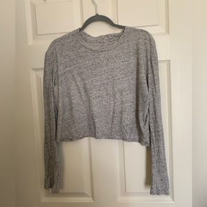 PINK - Gray Long Sleeve Simple Shirt - Size S